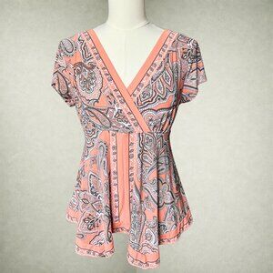 Y2K Paisley Wrap-Style Top